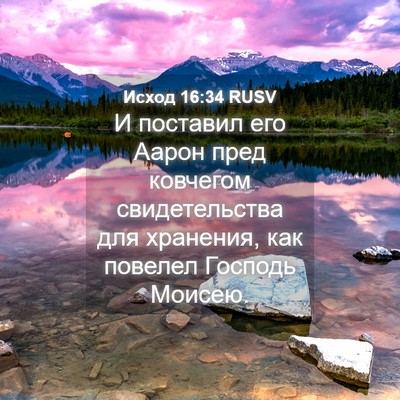 Picture 04 - Исход 16:34 RUSV - И поставил его Аарон пред - Bible Verse Picture