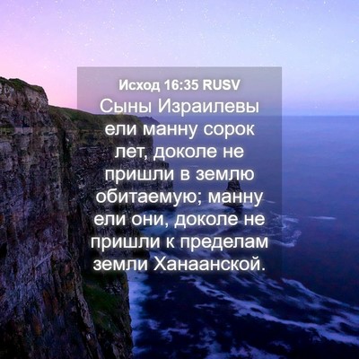 Picture 04 - Исход 16:35 RUSV - Сыны Израилевы ели манну - Bible Verse Picture