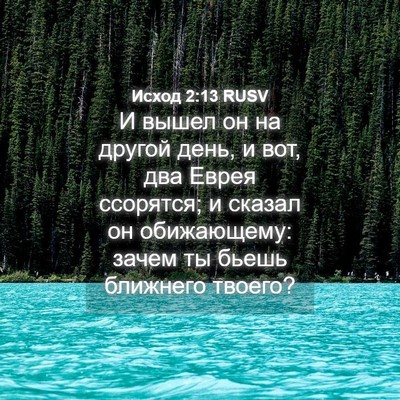 Picture 04 - Исход 2:13 RUSV - И вышел он на другой день, и - Bible Verse Picture
