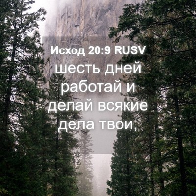 Picture 04 - Исход 20:9 RUSV - шесть дней работай и делай - Bible Verse Picture