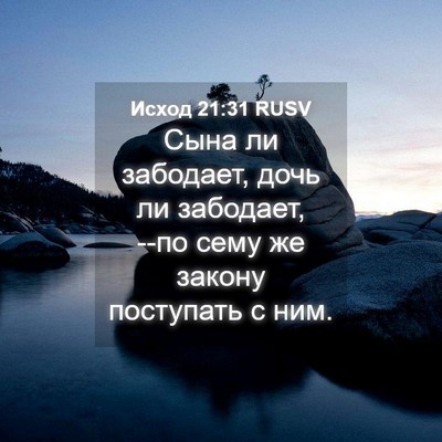 Picture 04 - Исход 21:31 RUSV - Сына ли забодает, дочь ли - Bible Verse Picture