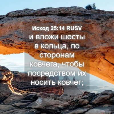 Picture 04 - Исход 25:14 RUSV - и вложи шесты в кольца, по - Bible Verse Picture