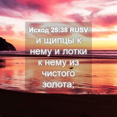 Picture 04 - Исход 25:38 RUSV - и щипцы к нему и лотки к - Bible Verse Picture