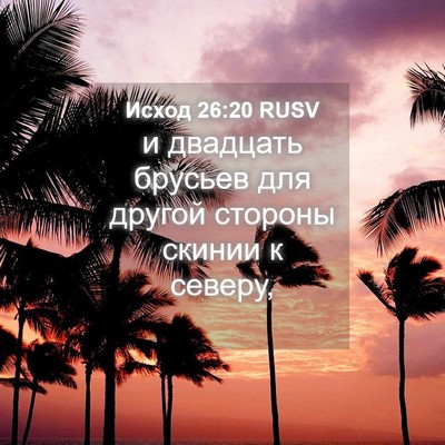 Picture 04 - Исход 26:20 RUSV - и двадцать брусьев для - Bible Verse Picture