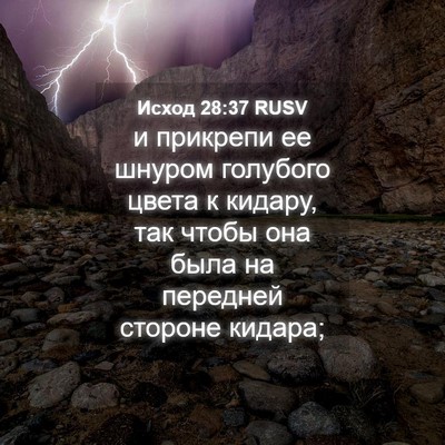 Picture 04 - Исход 28:37 RUSV - и прикрепи ее шнуром - Bible Verse Picture