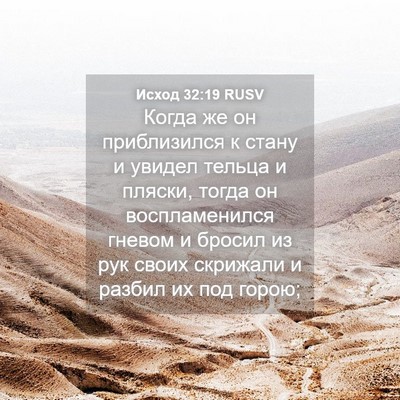 Picture 04 - Исход 32:19 RUSV - Когда же он приблизился к - Bible Verse Picture