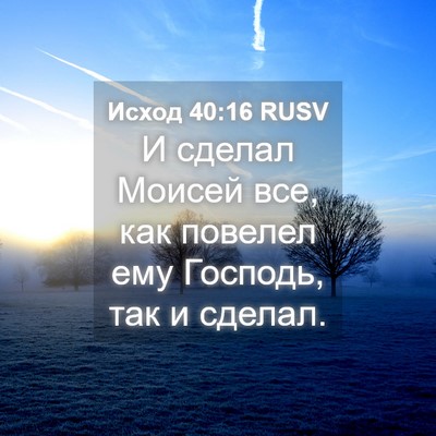 Picture 04 - Исход 40:16 RUSV - И сделал Моисей все, как - Bible Verse Picture