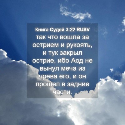 Picture 04 - Книга Судей 3:22 RUSV - так что вошла за острием и - Bible Verse Picture