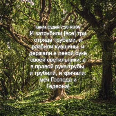 Picture 04 - Книга Судей 7:20 RUSV - И затрубили [все] три - Bible Verse Picture