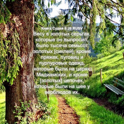 Picture 04 - Книга Судей 8:26 RUSV - Весу в золотых серьгах, - Bible Verse Picture