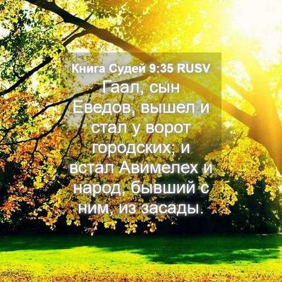 Picture 04 - Книга Судей 9:35 RUSV - Гаал, сын Еведов, вышел и - Bible Verse Picture