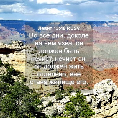 Picture 04 - Левит 13:46 RUSV - Во все дни, доколе на нем - Bible Verse Picture