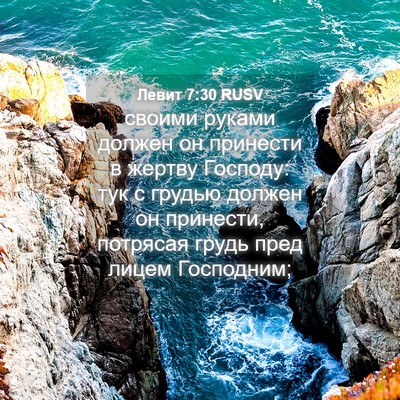 Picture 04 - Левит 7:30 RUSV - своими руками должен он - Bible Verse Picture
