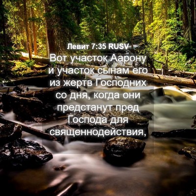 Picture 04 - Левит 7:35 RUSV - Вот участок Аарону и - Bible Verse Picture