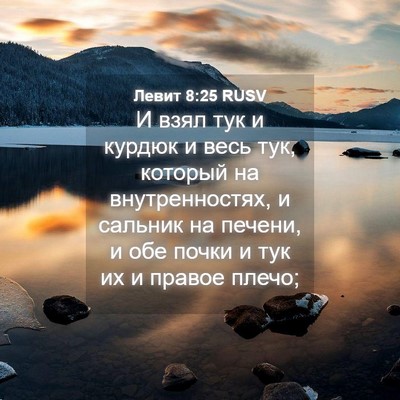 Picture 04 - Левит 8:25 RUSV - И взял тук и курдюк и весь - Bible Verse Picture