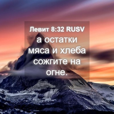 Picture 04 - Левит 8:32 RUSV - а остатки мяса и хлеба - Bible Verse Picture