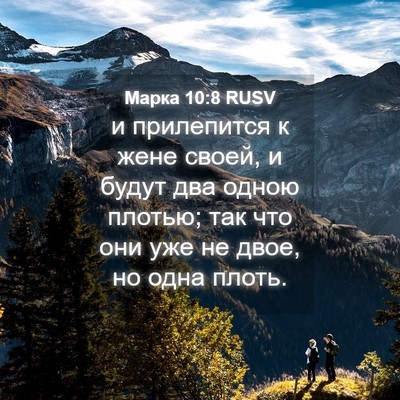 Picture 04 - Марка 10:8 RUSV - и прилепится к жене своей, - Bible Verse Picture