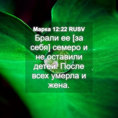Picture 04 - Марка 12:22 RUSV - Брали ее [за себя] семеро и - Bible Verse Picture