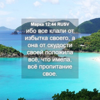 Picture 04 - Марка 12:44 RUSV - ибо все клали от избытка - Bible Verse Picture