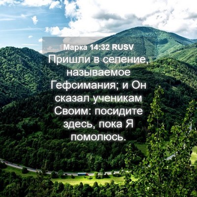 Picture 04 - Марка 14:32 RUSV - Пришли в селение, - Bible Verse Picture