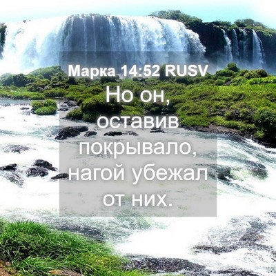 Picture 04 - Марка 14:52 RUSV - Но он, оставив покрывало, - Bible Verse Picture
