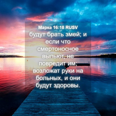 Picture 04 - Марка 16:18 RUSV - будут брать змей; и если - Bible Verse Picture