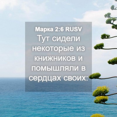 Picture 04 - Марка 2:6 RUSV - Тут сидели некоторые из - Bible Verse Picture