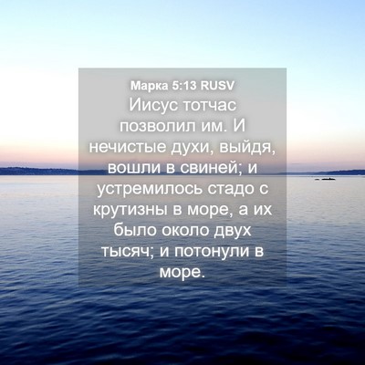 Picture 04 - Марка 5:13 RUSV - Иисус тотчас позволил им. И - Bible Verse Picture