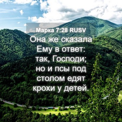 Picture 04 - Марка 7:28 RUSV - Она же сказала Ему в ответ: - Bible Verse Picture