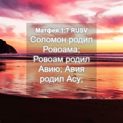 Picture 04 - Матфея 1:7 RUSV - Соломон родил Ровоама; - Bible Verse Picture