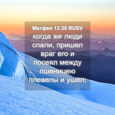 Picture 04 - Матфея 13:25 RUSV - когда же люди спали, пришел - Bible Verse Picture