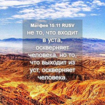 Picture 04 - Матфея 15:11 RUSV - не то, что входит в уста, - Bible Verse Picture
