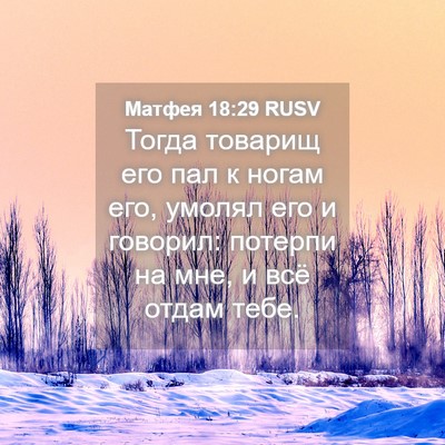 Picture 04 - Матфея 18:29 RUSV - Тогда товарищ его пал к - Bible Verse Picture