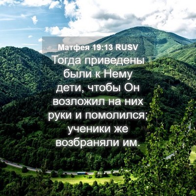 Picture 04 - Матфея 19:13 RUSV - Тогда приведены были к - Bible Verse Picture