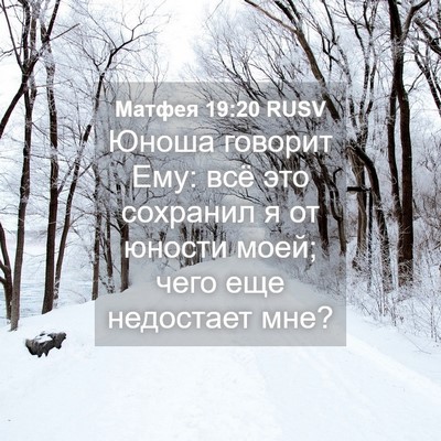 Picture 04 - Матфея 19:20 RUSV - Юноша говорит Ему: всё это - Bible Verse Picture