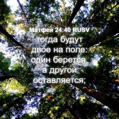 Picture 04 - Матфея 24:40 RUSV - тогда будут двое на поле: - Bible Verse Picture