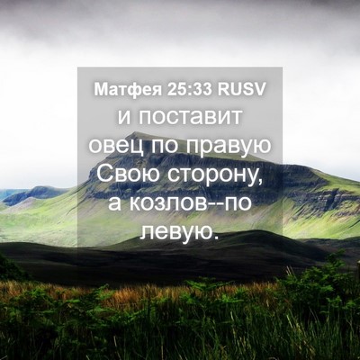 Picture 04 - Матфея 25:33 RUSV - и поставит овец по правую - Bible Verse Picture