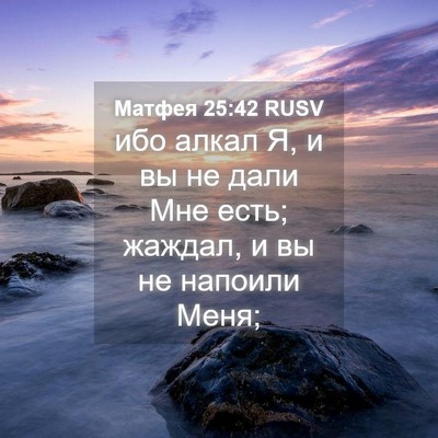 Picture 04 - Матфея 25:42 RUSV - ибо алкал Я, и вы не дали - Bible Verse Picture