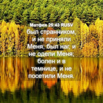 Picture 04 - Матфея 25:43 RUSV - был странником, и не - Bible Verse Picture