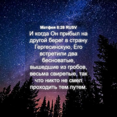 Picture 04 - Матфея 8:28 RUSV - И когда Он прибыл на другой - Bible Verse Picture