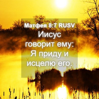 Picture 04 - Матфея 8:7 RUSV - Иисус говорит ему: Я приду - Bible Verse Picture