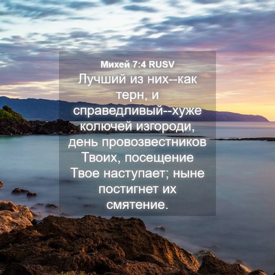 Picture 04 - Михей 7:4 RUSV - Лучший из них--как терн, и - Bible Verse Picture