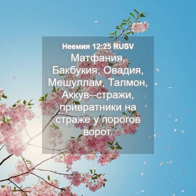 Picture 04 - Неемия 12:25 RUSV - Матфания, Бакбукия, Овадия, - Bible Verse Picture