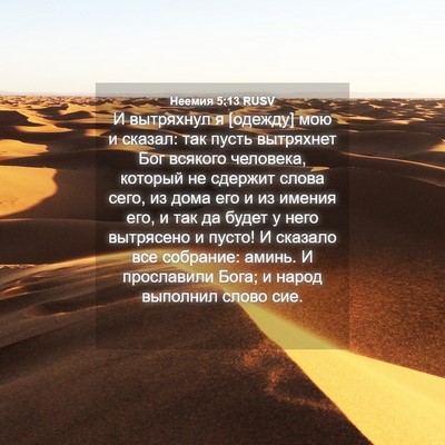 Picture 04 - Неемия 5:13 RUSV - И вытряхнул я [одежду] мою и - Bible Verse Picture