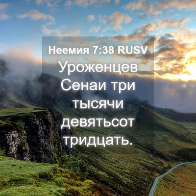 Picture 04 - Неемия 7:38 RUSV - Уроженцев Сенаи три тысячи - Bible Verse Picture