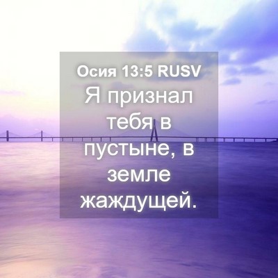 Picture 04 - Осия 13:5 RUSV - Я признал тебя в пустыне, в - Bible Verse Picture