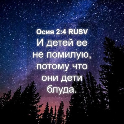 Picture 04 - Осия 2:4 RUSV - И детей ее не помилую, - Bible Verse Picture