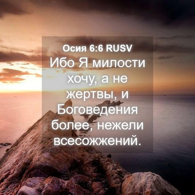 Picture 04 - Осия 6:6 RUSV - Ибо Я милости хочу, а не - Bible Verse Picture