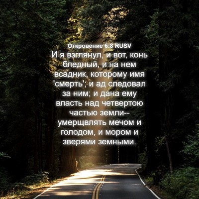 Picture 04 - Откровение 6:8 RUSV - И я взглянул, и вот, конь - Bible Verse Picture