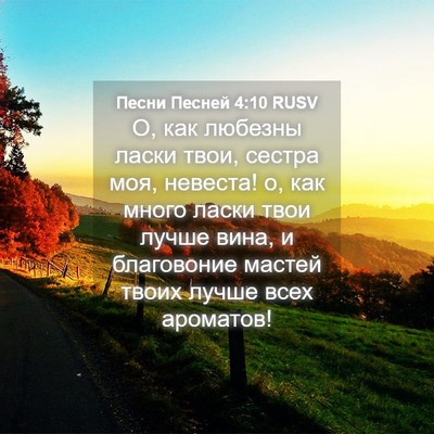 Picture 04 - Песни Песней 4:10 RUSV - О, как любезны ласки твои, - Bible Verse Picture
